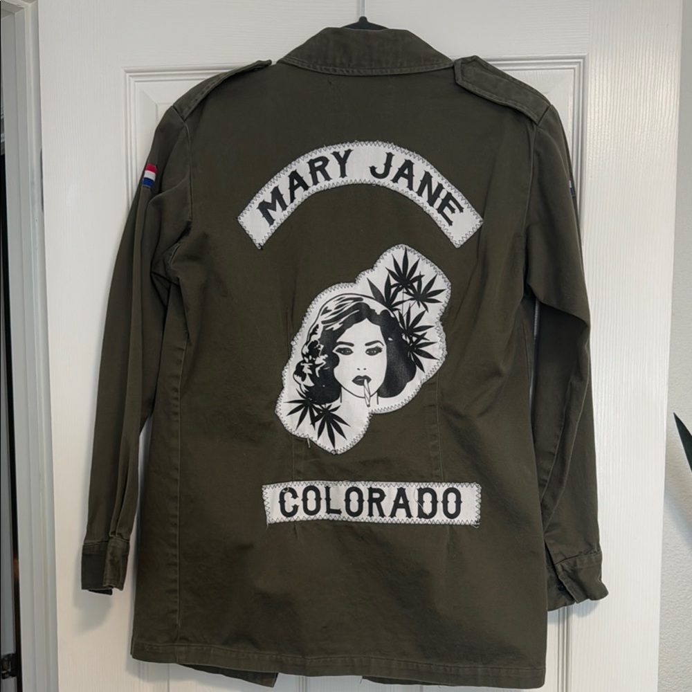 Mary Jane Green Utility Jacket Button-Up Long Sleeve